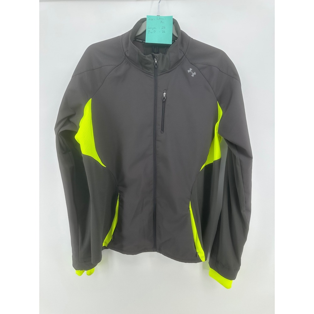 Under Armour ColdGear Infrared Softshell Jacket Womens XL Gray Neon Yellow Zip